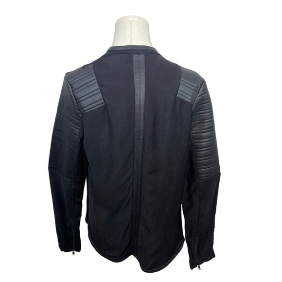 Generation Love Black Draped Open Front Jacket W/ Leather Quilted Sleeves - New - Picture 3 of 8